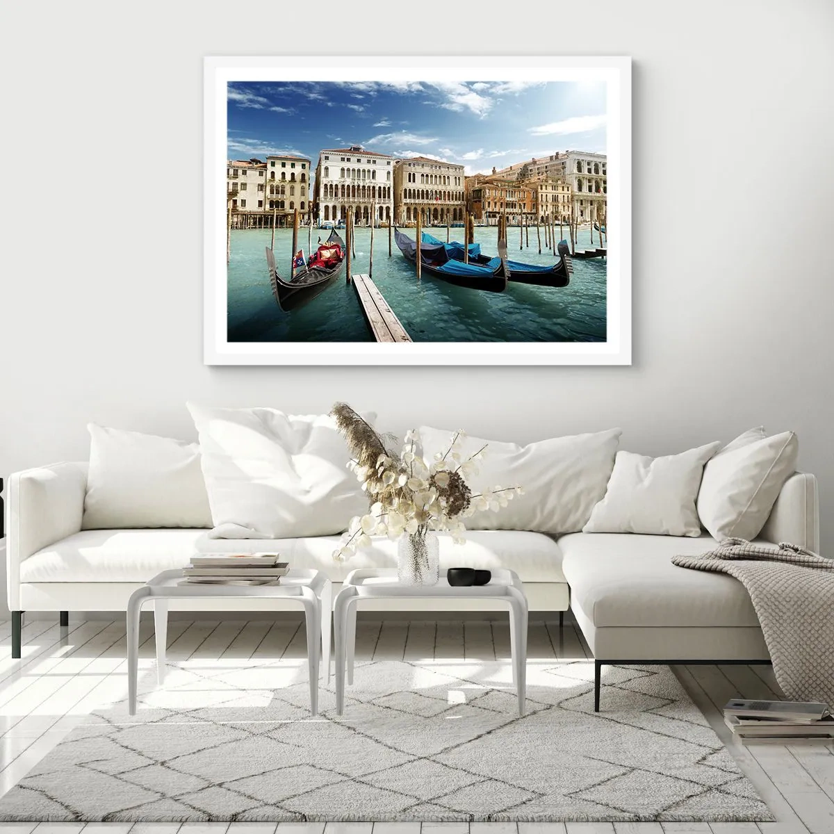 Póster en marco blanco - Palacios en azul - 40x30 cm