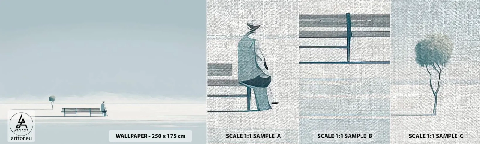 Muestra de fotomural Premium Canvas - Sí, estoy esperando - minimalista, Solitario, Hombre - 100x30 cm