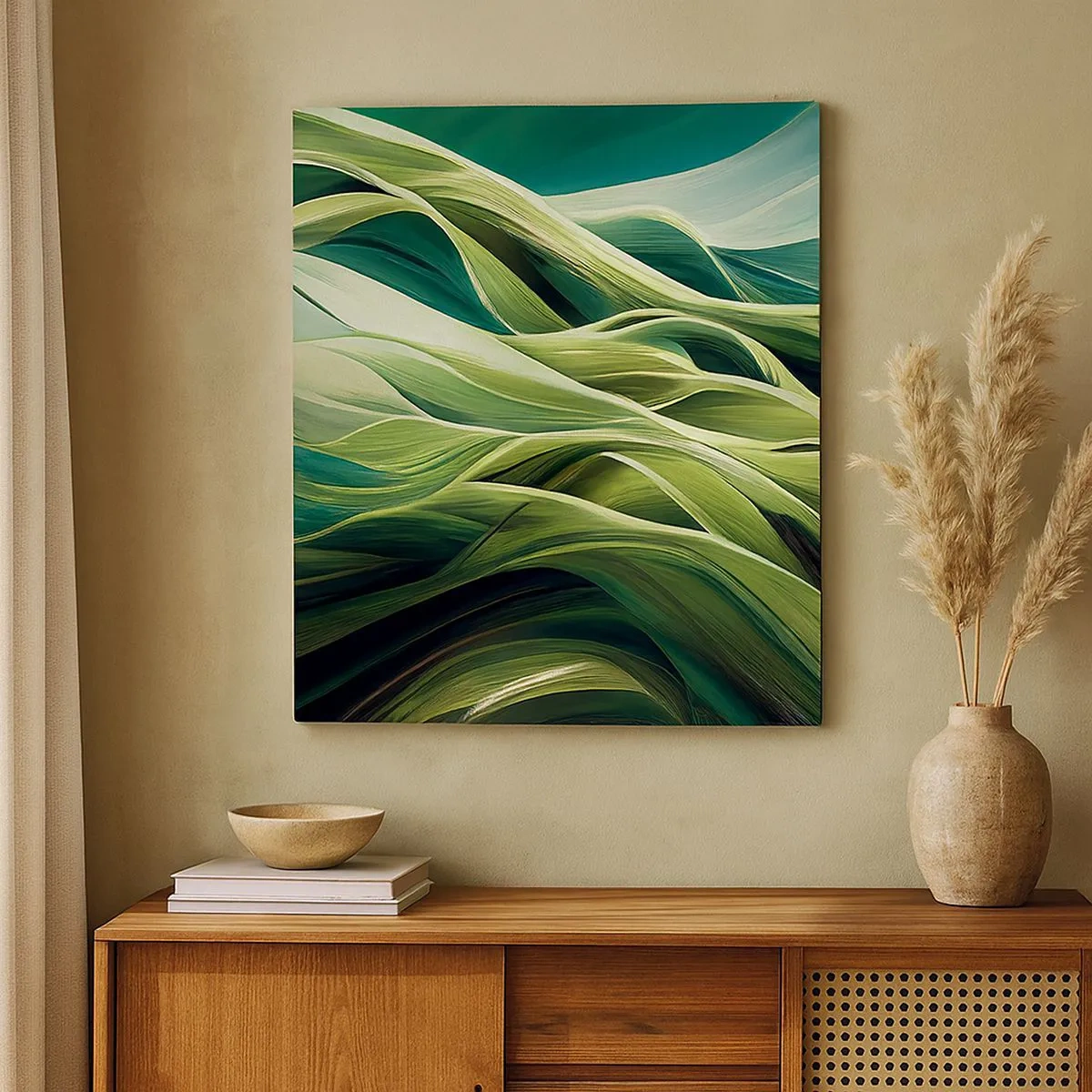 Cuadro sobre lienzo - Impresión de Imagen - Un juego abstracto de color verde - 30x30 cm