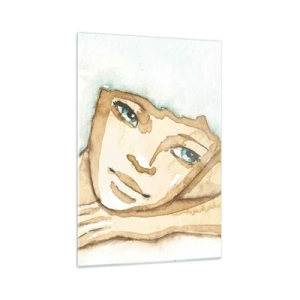 Cuadro sobre vidrio - Impresiones sobre Vidrio - Retrato artístico de una mujer en colores pastel. - 70x100cm - El árbol de la poesía crece en el silencio - Decoración de pared moderna para salón y dormitorio ARTTOR