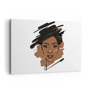 Cuadro sobre lienzo - Impresión de Imagen - Retrato de una mujer con pinceladas artísticas - 120x80cm - Dulce como el chocolate - Decoración de pared moderna para salón y dormitorio ARTTOR