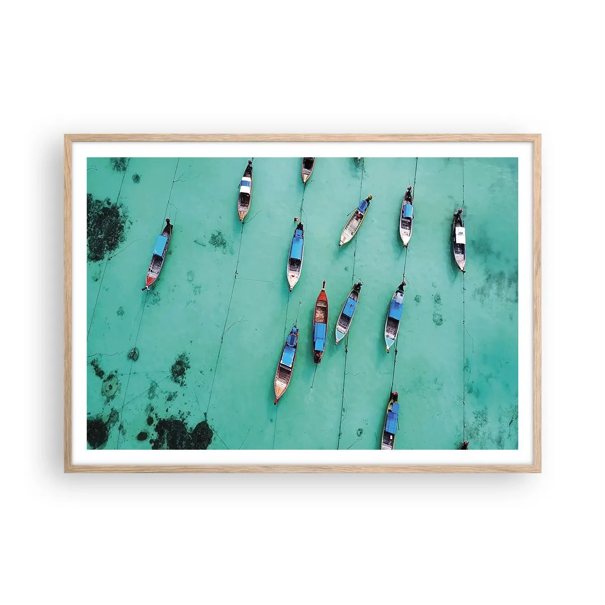 Póster en marco roble claro - En alegre espera - 100x70 cm