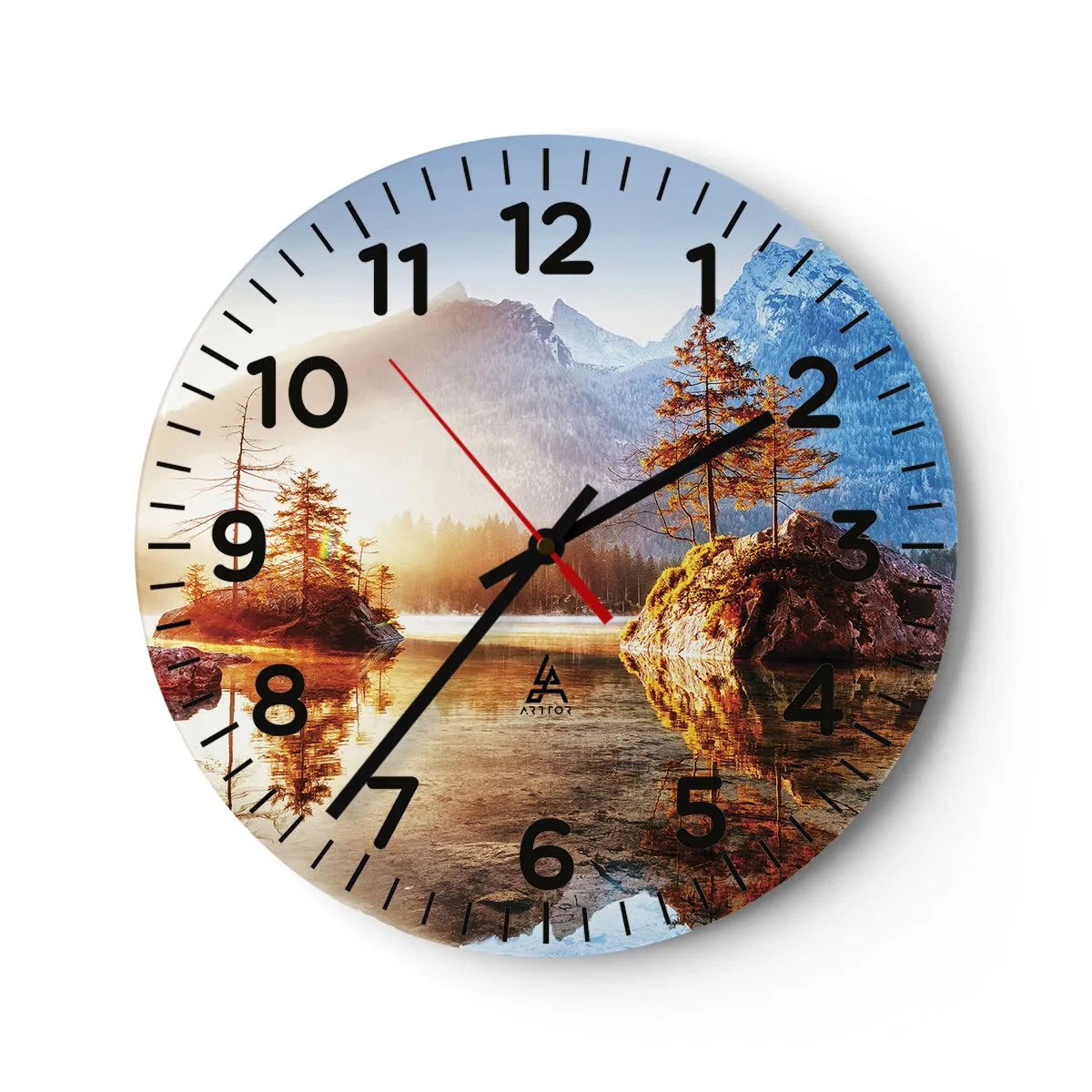 Reloj de pared - Reloj de vidrio - La naturaleza bajo la luz - 30x30 cm