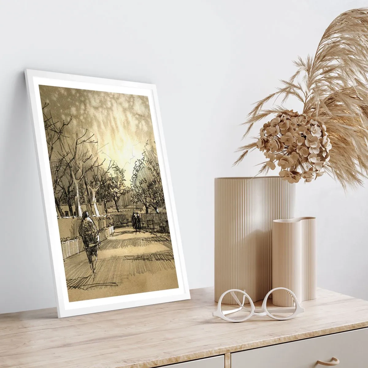 Póster en marco blanco - Un momento hecho a pluma - 70x100 cm