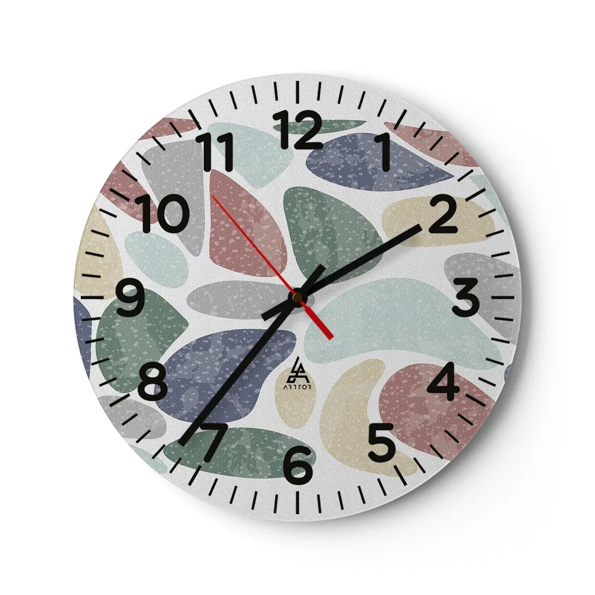 Reloj de pared - Reloj de vidrio - Mosaico de colores empolvados - 40x40 cm