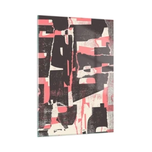 Cuadro sobre vidrio - Impresiones sobre Vidrio - Abstracción moderna en negro, rojo y beige. - 50x70cm - Todo el ajetreo - Decoración de pared moderna para salón y dormitorio ARTTOR