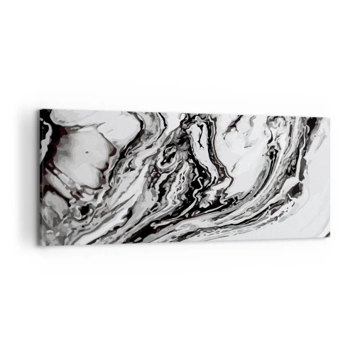 Cuadro sobre lienzo - Impresión de Imagen - Patrón de mármol abstracto en blanco y negro - 120x50cm - Al principio existía el caos - Decoración de pared moderna para salón y dormitorio ARTTOR
