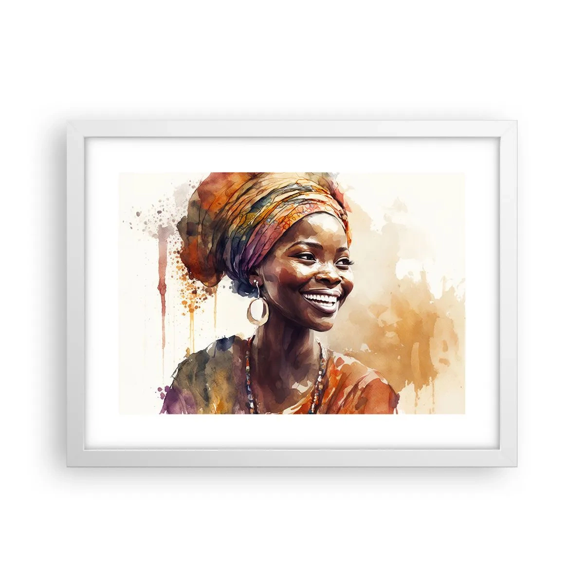 Póster en marco blanco - Reina africana - 40x30 cm
