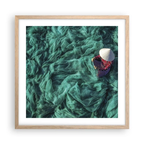 Póster en marco roble claro - En un mar de redes - 50x50 cm