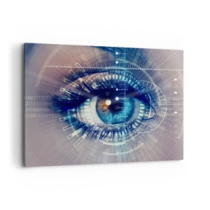 Cuadro sobre lienzo - Impresión de Imagen - Un ojo tecnológico con una interfaz futurista - 100x70cm - Crees que me conoces - Decoración de pared moderna para salón y dormitorio ARTTOR