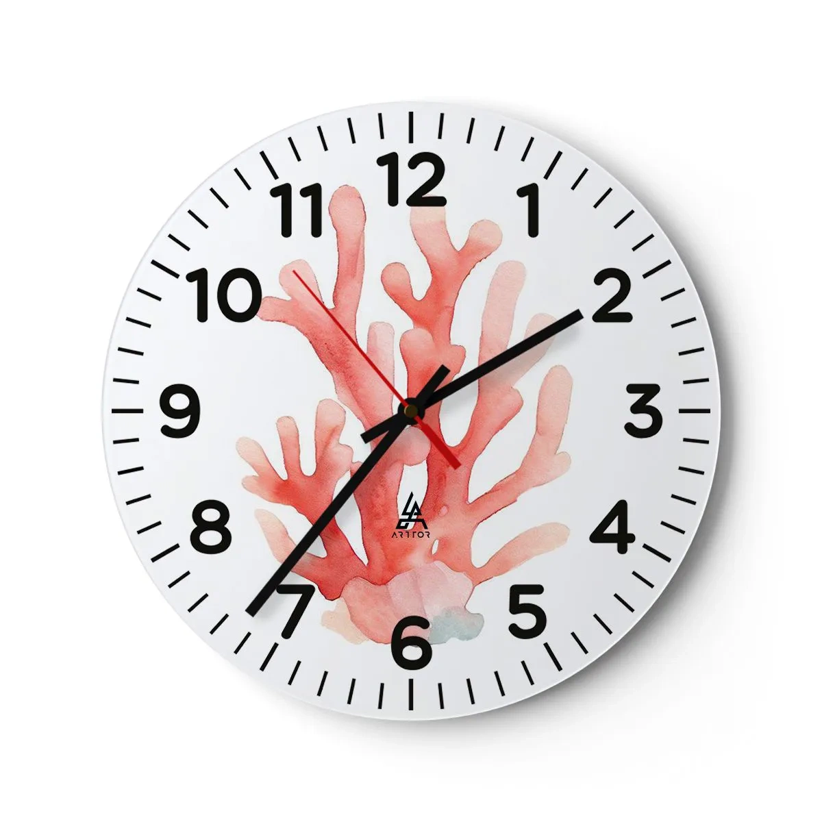 Reloj de pared - Reloj de vidrio - La hermosura del color coral - 30x30 cm