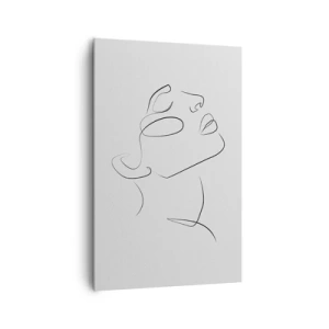 Cuadro sobre lienzo - Impresión de Imagen - Un boceto minimalista del rostro de una mujer de perfil. - 80x120cm - Meandros de un sueño - Decoración de pared moderna para salón y dormitorio ARTTOR
