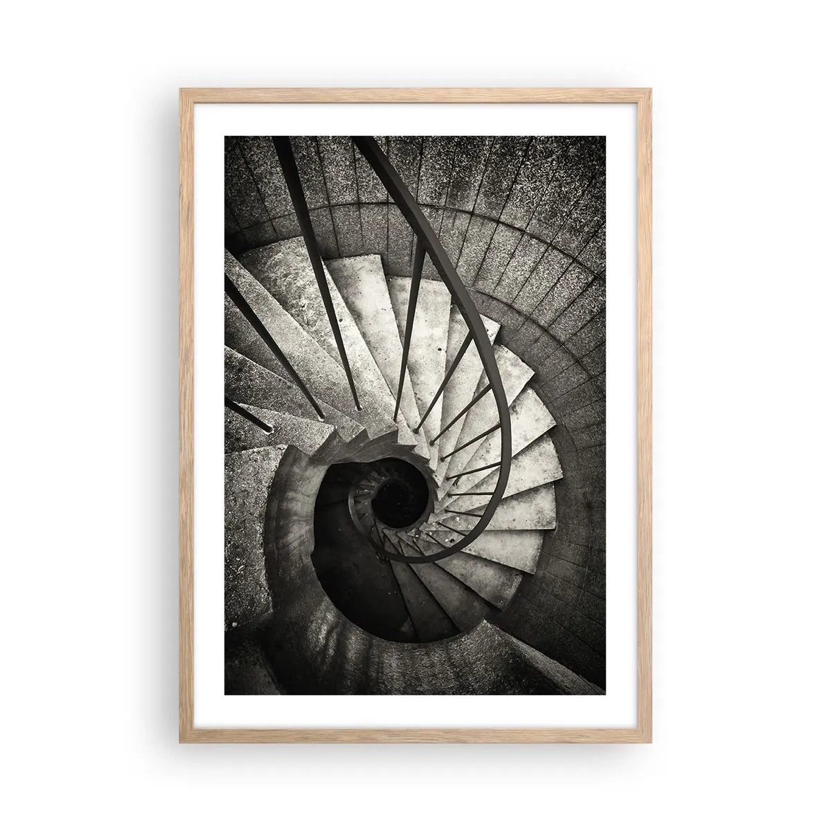 Póster en marco roble claro - Escaleras arriba, escaleras abajo - 50x70 cm