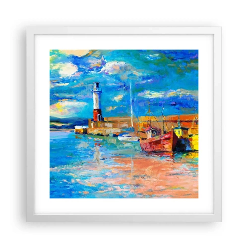 Póster en marco blanco - Tarde en la bahía del arco iris - 40x40 cm