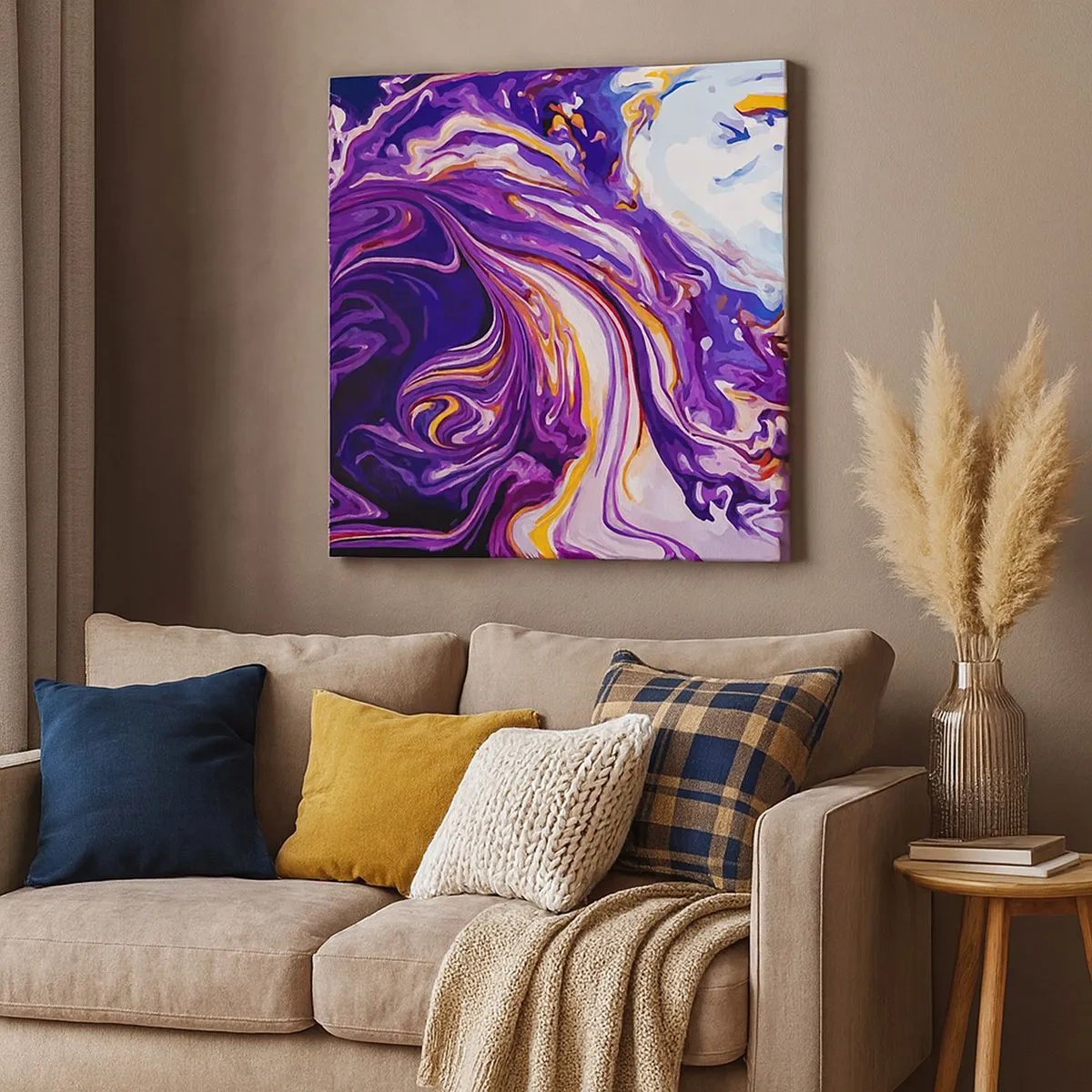 Cuadro sobre lienzo - Impresión de Imagen - Una curva en el violeta - 30x30 cm
