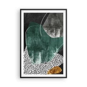 Póster en marco negro - Abstracción colorista con un copo de oro - 61x91 cm