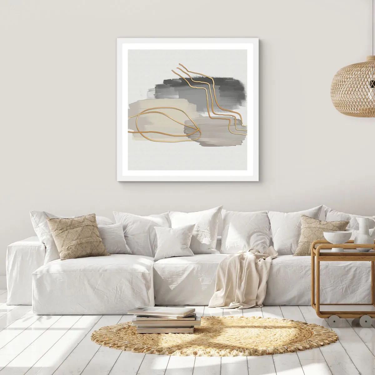 Póster en marco blanco - Persistencia y movimiento - 40x40 cm