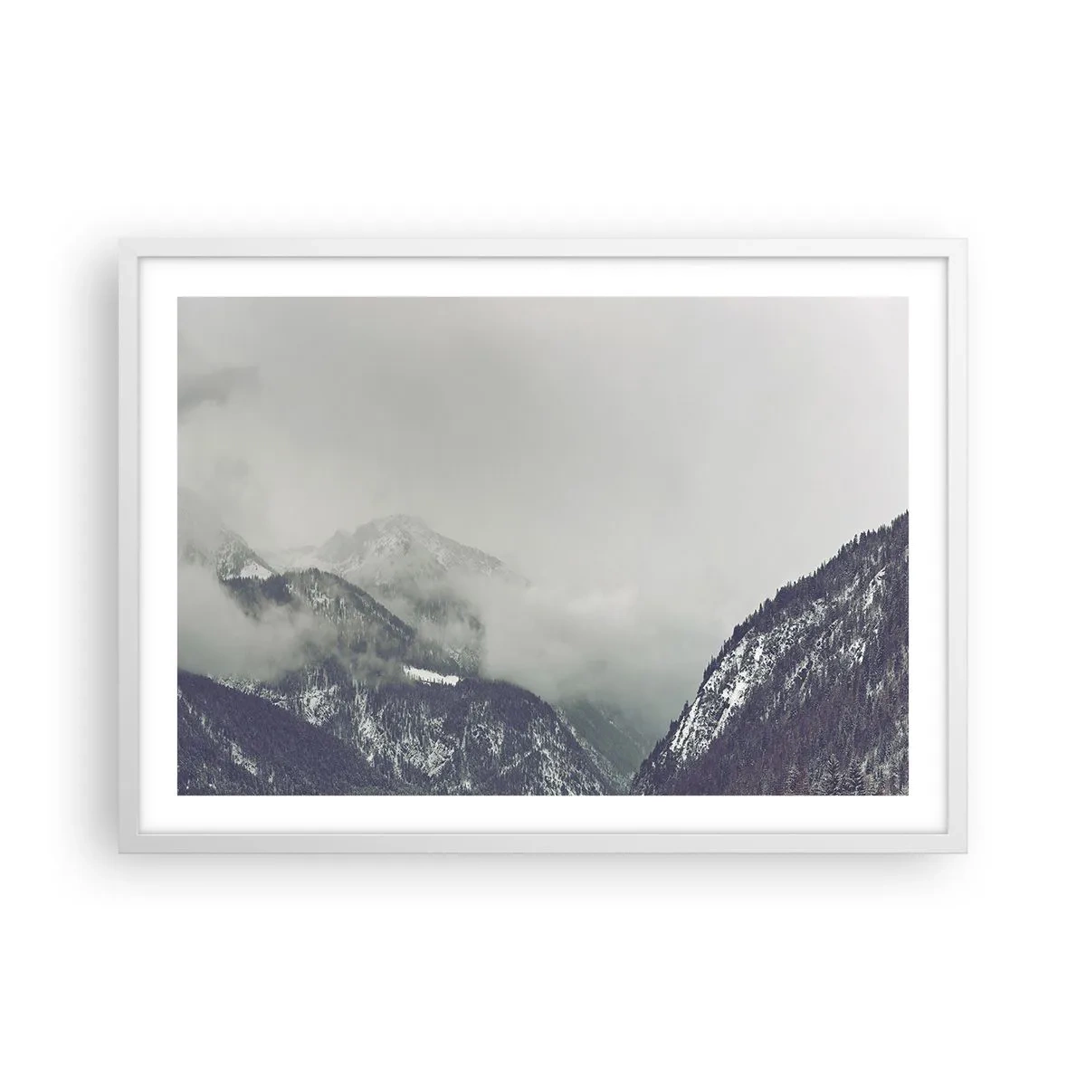Póster en marco blanco - Valle de la niebla - 70x50 cm