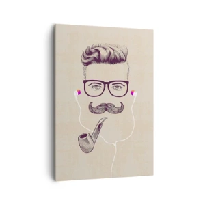 Cuadro sobre lienzo - Impresión de Imagen - Retrato retro de un hombre con pipa, auriculares y gafas. - 50x70cm - Moda masculina - Decoración de pared moderna para salón y dormitorio ARTTOR