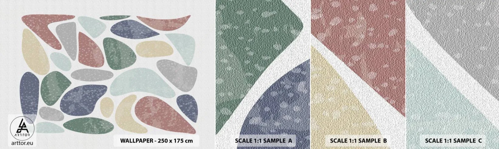 Muestra De Fotomural Standard Eco - Mosaico de colores empolvados - Minimalismo, Pastel, bohemia - 100x30 cm