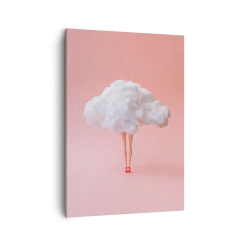 Cuadro sobre lienzo - Impresión de Imagen - Piernas en una nube sobre un fondo rosa - 50x70cm - Dulce promesa - Decoración de pared moderna para salón y dormitorio ARTTOR