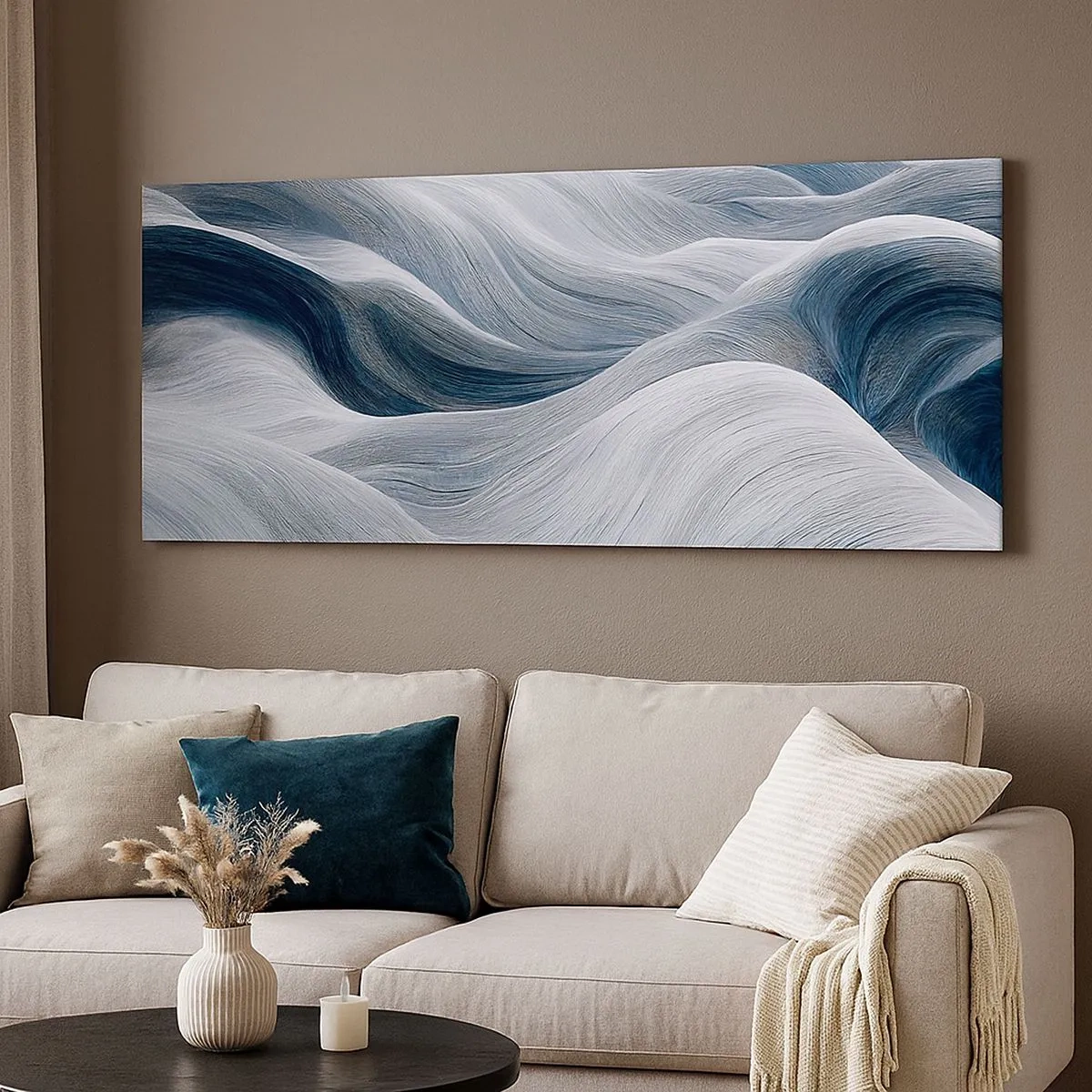 Cuadro sobre lienzo - Impresión de Imagen - Olas blancas y azules - 100x40 cm