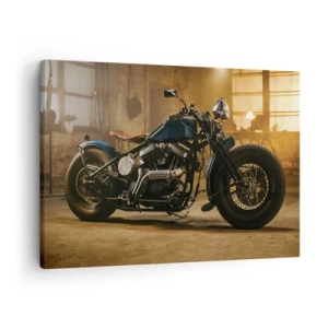 Cuadro sobre lienzo - Impresión de Imagen - Una motocicleta elegante en un interior industrial con iluminación cálida. - 70x50cm - Puedo hacer cualquier cosa - Decoración de pared moderna para salón y dormitorio ARTTOR