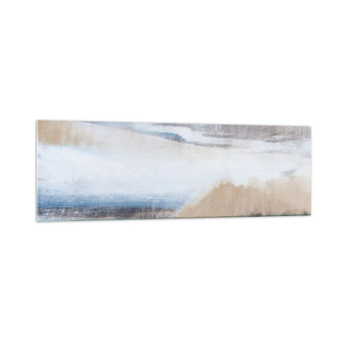 Cuadro sobre vidrio - Impresiones sobre Vidrio - Paisaje invernal abstracto en tonos blancos y azules. - 160x50cm - Composición invernal - Decoración de pared moderna para salón y dormitorio ARTTOR