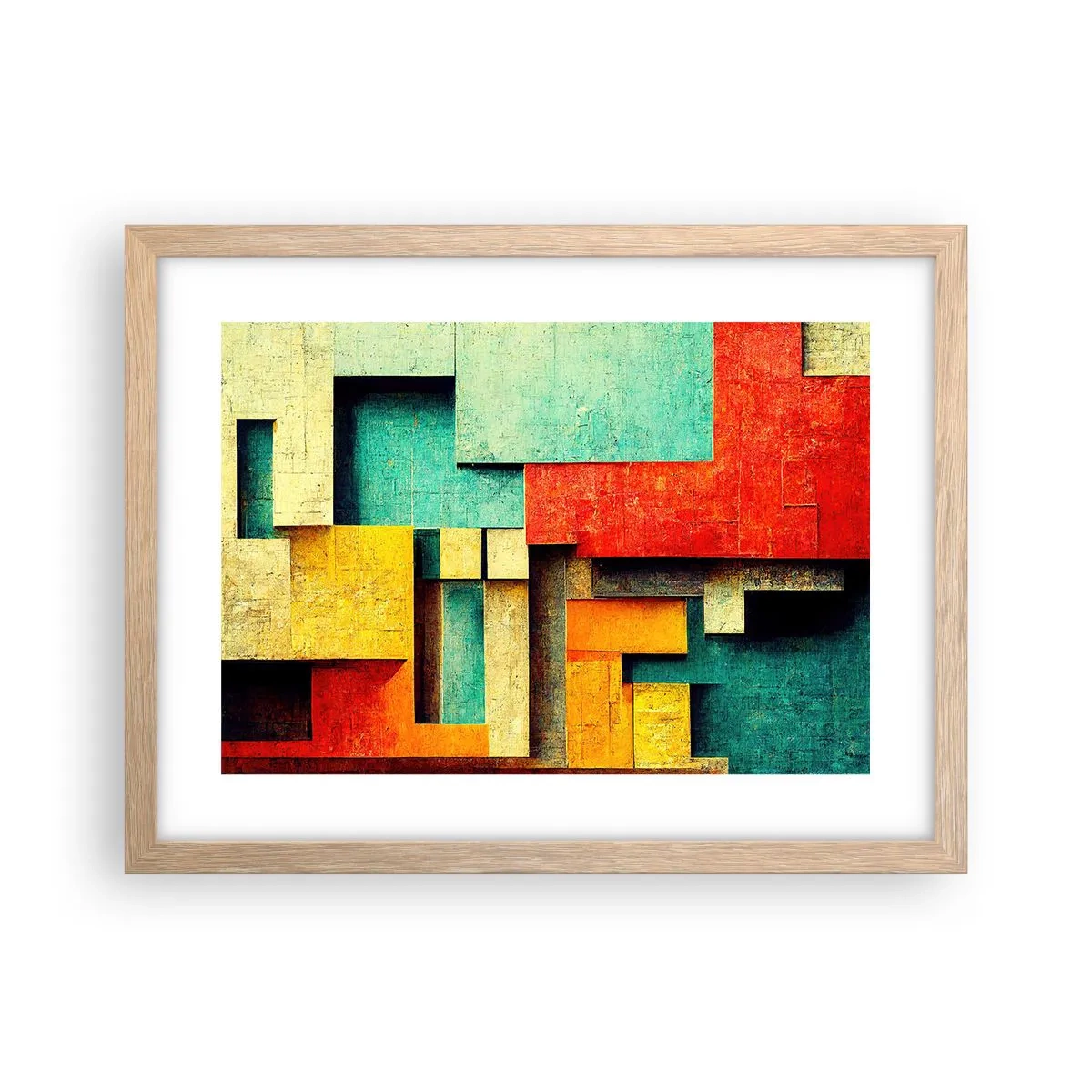 Póster en marco roble claro - Festival de ángulos rectos - 40x30 cm