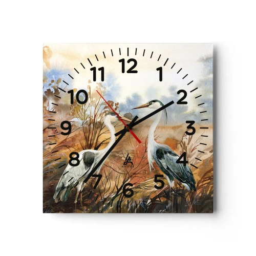 Reloj de pared - Reloj de vidrio - ¿A dónde nos dirigimos en otoño? - 40x40 cm
