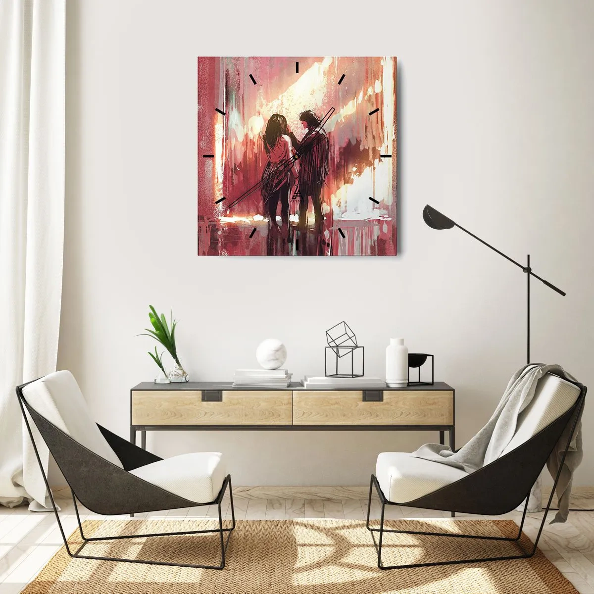 Reloj de pared - Reloj de vidrio - El eterno espectáculo del amor - 30x30 cm