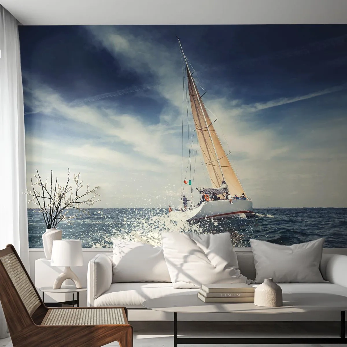 Fotomural Standard Eco - ¡No nos alcanzarán! - Velero, Océano, Yate de vela - 200x140 cm