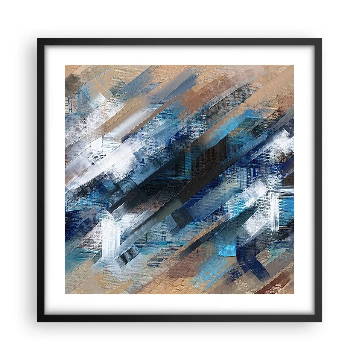 Póster en marco negro - En una inclinación azul - 50x50 cm