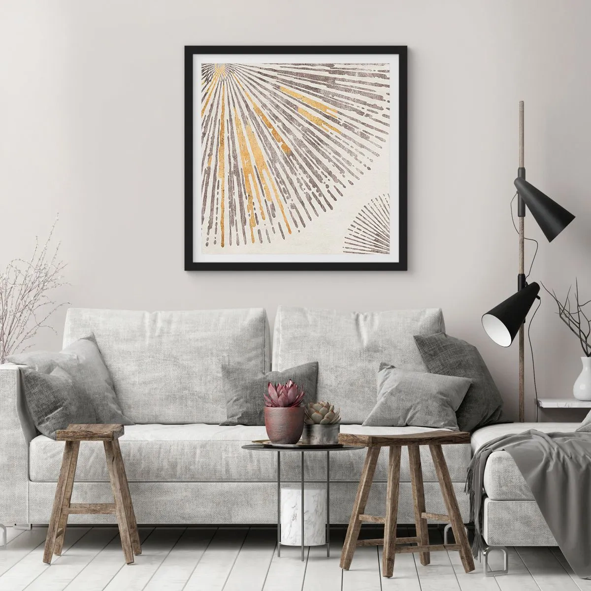 Póster en marco negro - Belleza lineal - 30x30 cm