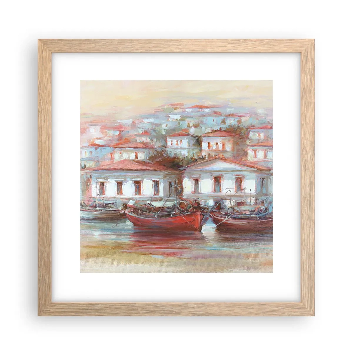 Póster en marco roble claro - Ciudad feliz - 30x30 cm