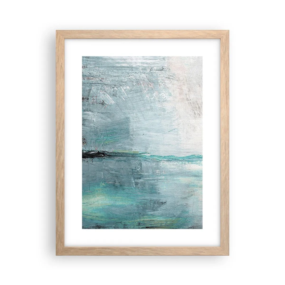 Póster en marco roble claro - Horizontalmente sobre el azul - 30x40 cm