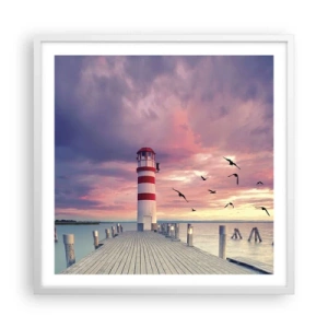 Póster en marco blanco - Hora de ir al puerto - 60x60 cm