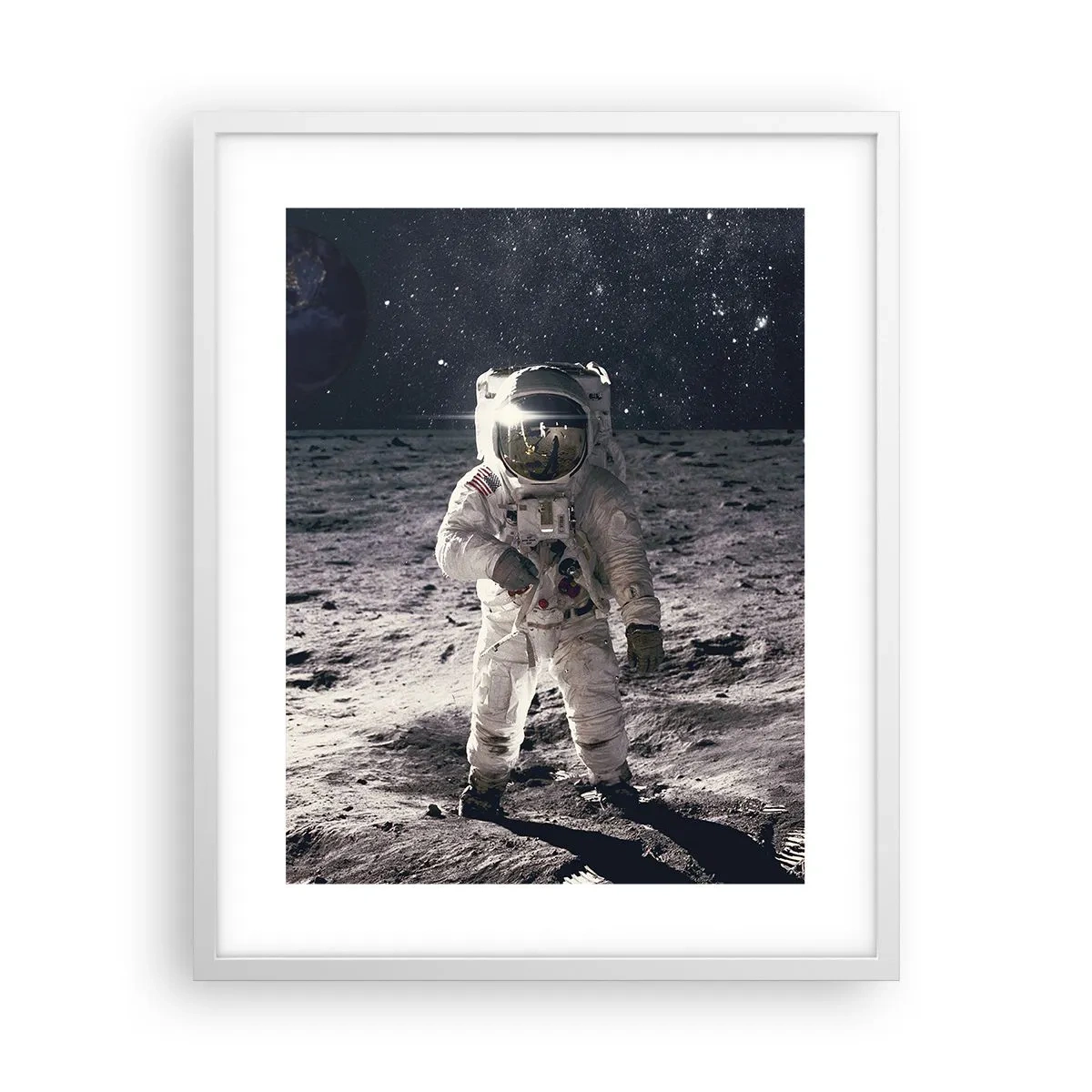 Póster en marco blanco - Saludos desde la Luna - 40x50 cm