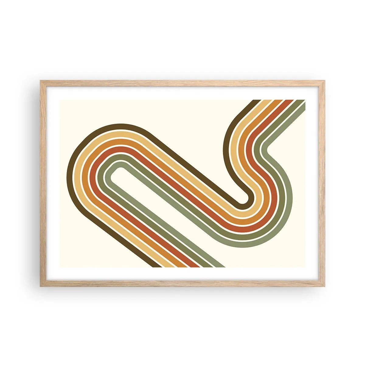 Póster en marco roble claro - Zigzagueando hasta su destino - 70x50 cm