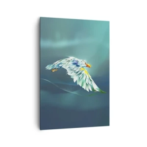 Cuadro sobre lienzo - Impresión de Imagen - Águila abstracta en vuelo contra un cielo turquesa - 70x100cm - El poder del vuelo del águila - Decoración de pared moderna para salón y dormitorio ARTTOR