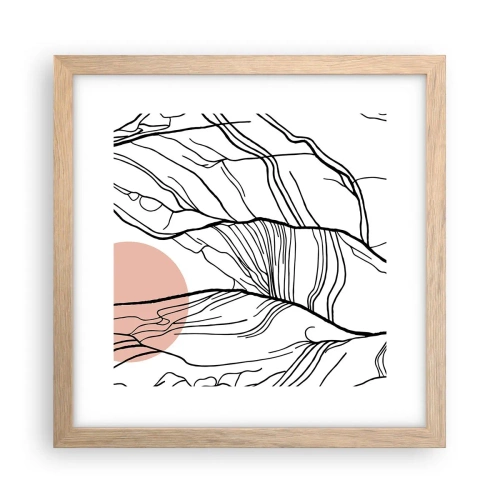 Póster en marco roble claro - En una red de ramas - 30x30 cm