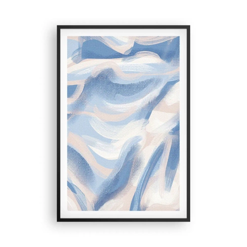 Póster en marco negro - Ondas azules - 61x91 cm