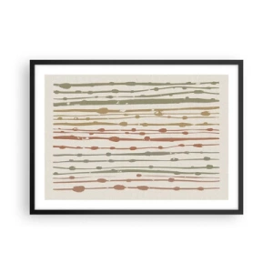 Póster en marco negro - Un patrón de líneas en tonos cálidos sobre un fondo claro. - 70x50cm - Composición de notas musicales - Decoración de pared moderna para salón y dormitorio ARTTOR
