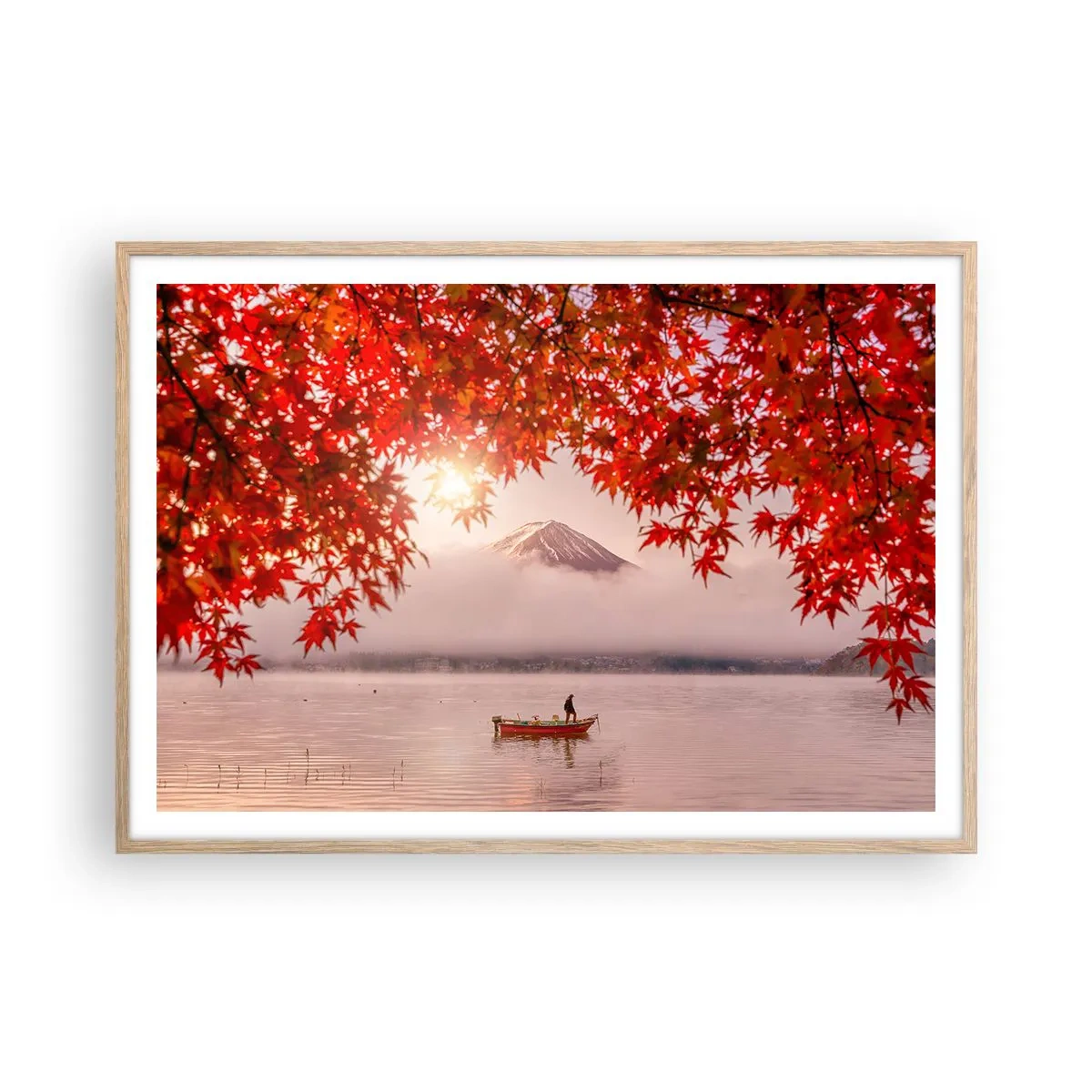 Póster en marco roble claro - Estilo japonés - 100x70 cm