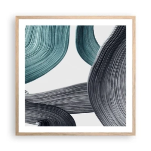 Póster en marco roble claro - Senderos esmeralda y negro - 60x60 cm