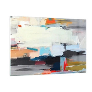 Cuadro sobre vidrio - Impresiones sobre Vidrio - Composición abstracta con manchas y trazos de colores. - 120x80cm - ¿Existe un método único? - Decoración de pared moderna para salón y dormitorio ARTTOR