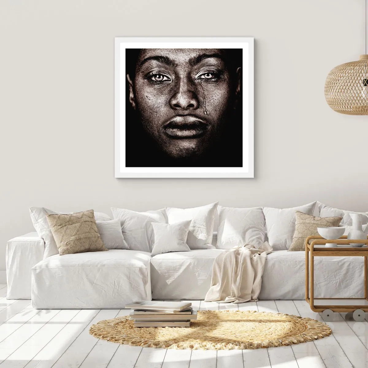 Póster en marco blanco - Una lágrima - 60x60 cm