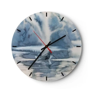 Reloj de pared - Reloj de vidrio - Escena de pesca en un lago tranquilo rodeado de árboles brumosos. - 30x30cm - Pescadores en su paraíso - Decoración de pared moderna para salón, cocina y dormitorio ARTTOR