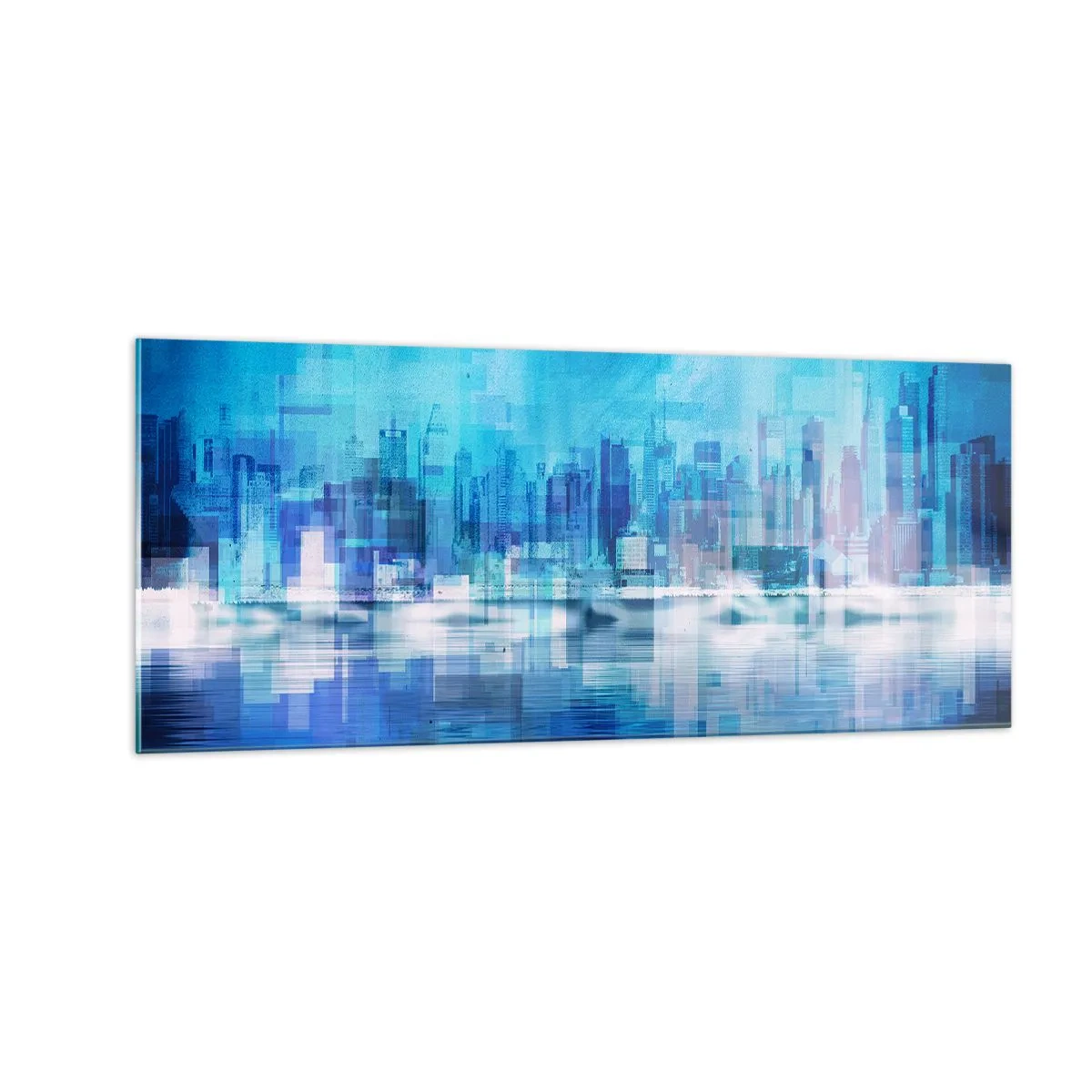 Cuadro sobre vidrio - Impresiones sobre Vidrio - La urbe azul - 100x40 cm