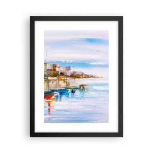 Póster en marco negro - Puerto urbano multicolor - 30x40 cm